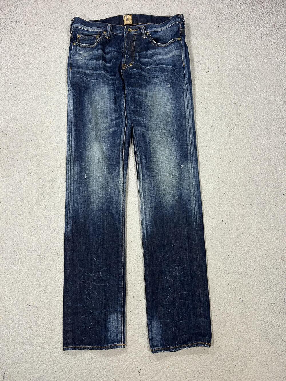 Prps Rambler Jeans Mens 32x34 Blue Slim Straight Distressed Denim Dark Wash